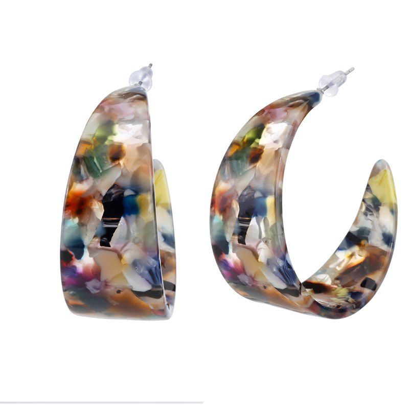 

Fashion Design Acrylic Semi-crescent-shaped Bend Retro Acetate Round Earrings, Mauve
