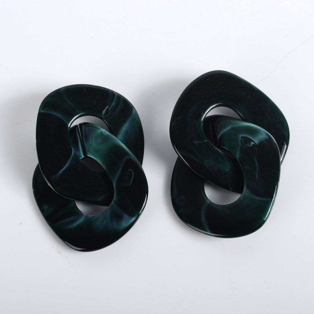 

New Resin Ring Pendant Irregular Acrylic Acetic Acid Plate Personality Earrings, Dark green