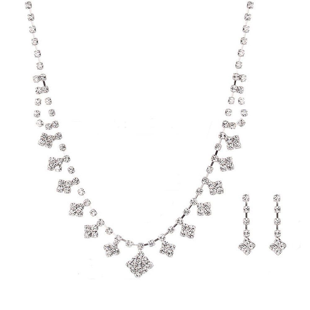 

New Simple Square Necklace Set, Silver