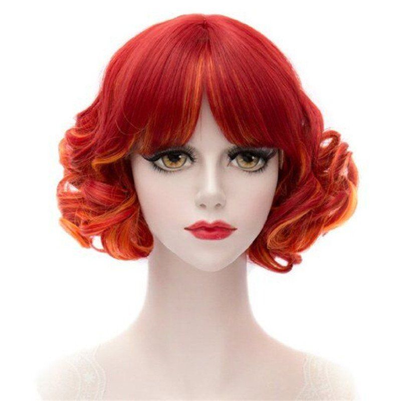 

Cos Red Orange Pear Blossom Perm Wig, Bean red