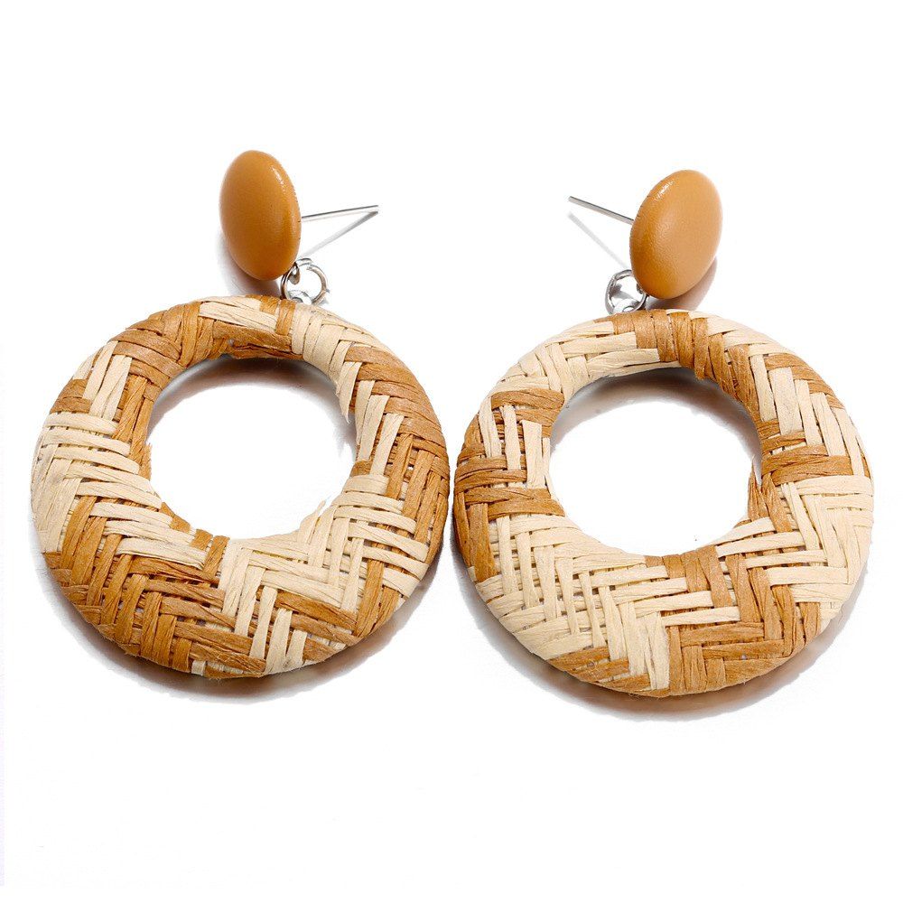 

Fashion Creative Braided Circle Pendant Earrings, Multi-b