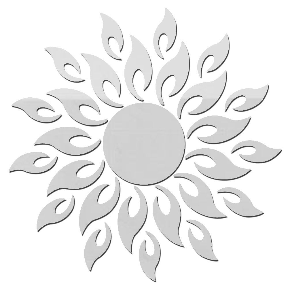 

Mirror Sun Flower Acrylic Wall Sticker 3D Sticker Bedroom Living Room Decoration, Silver