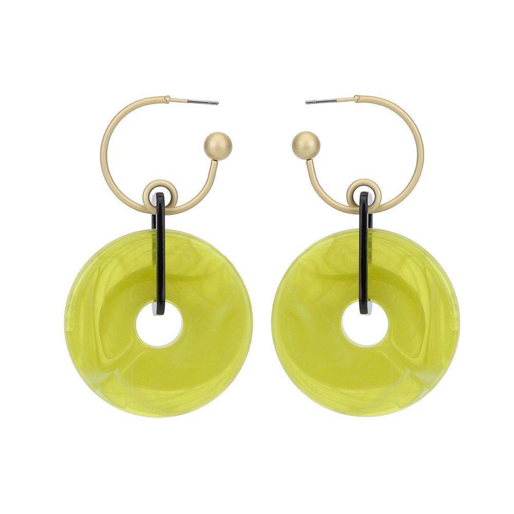 

2019 New Fashion Acrylic Geometric Round Hollow Earrings, Yellow