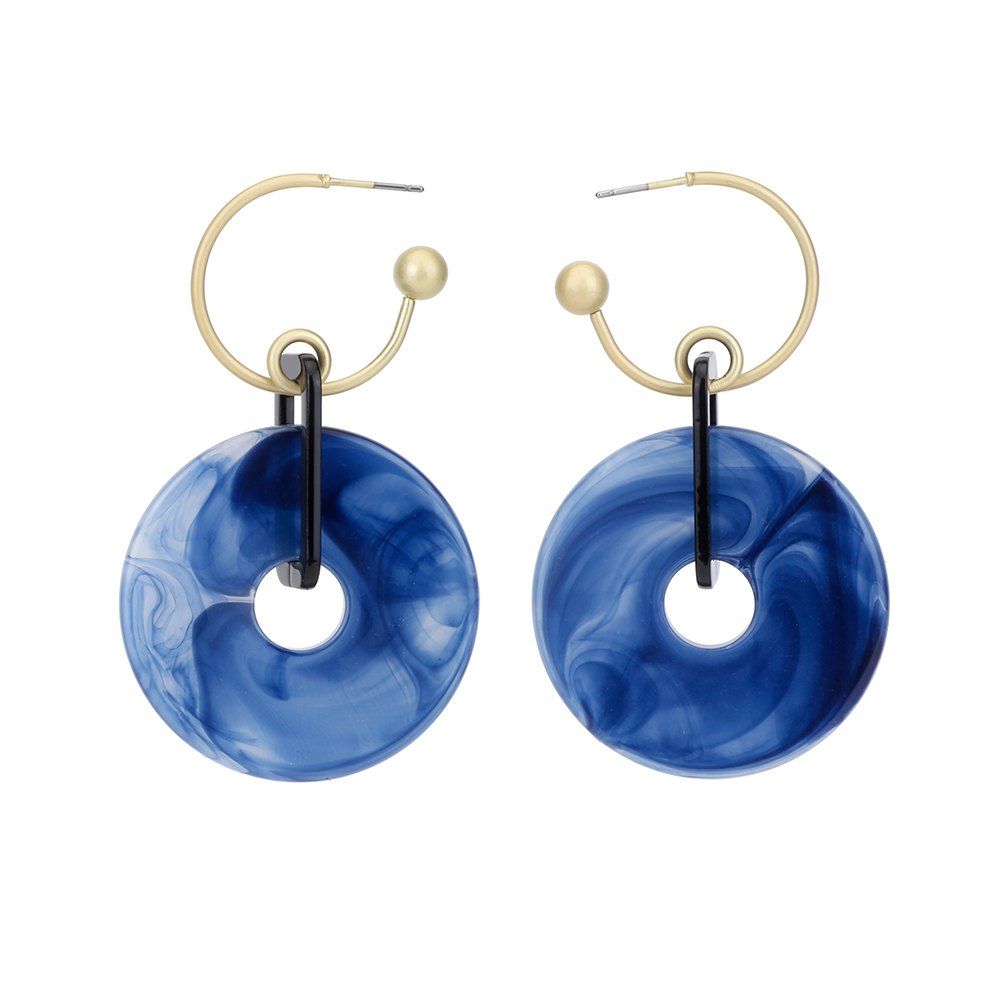 

2019 New Fashion Acrylic Geometric Round Hollow Earrings, Blue