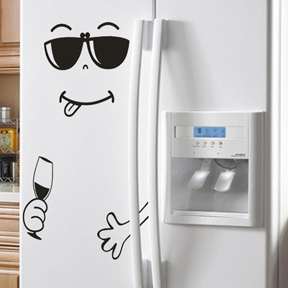 

Creativity Happy Face Refrigerator Sticker PVC Waterproof Removable Wall Poster, Multi-d