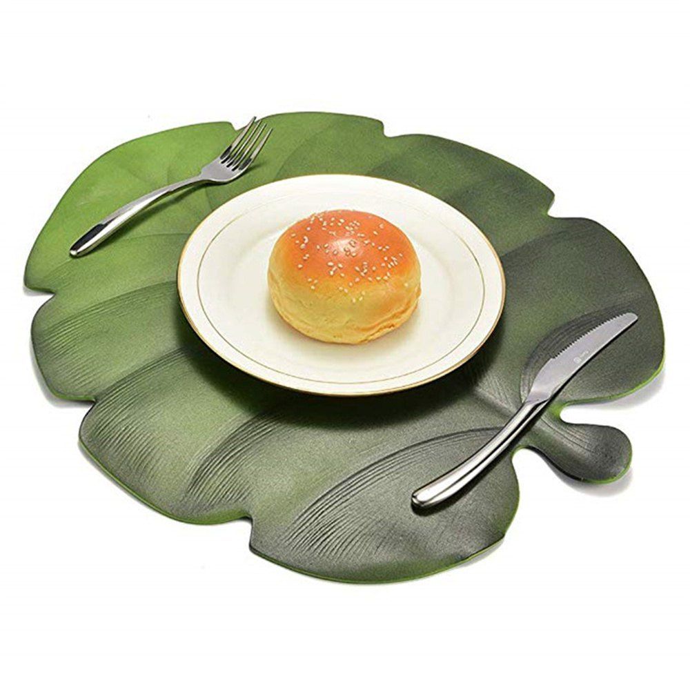 

Creative Artificial Leaf Placemat Stain Resistant Washableable Table Mat, Green
