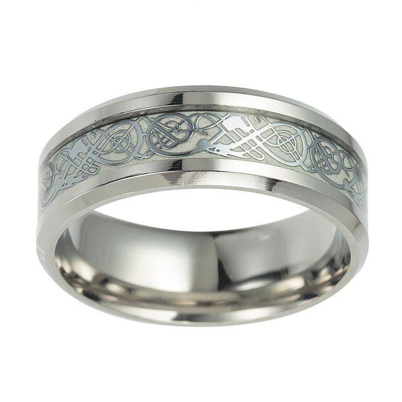 

Luminous Steel Chain Ring Unisex Lovers Finger Ring, Silver