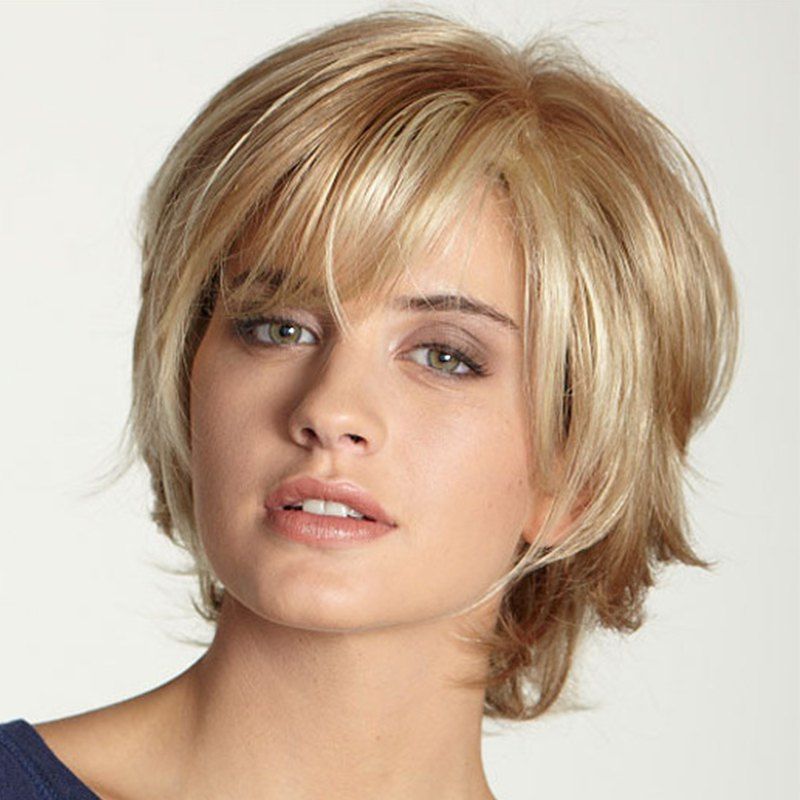 

Fashionable Partial Distribution Type Straight Short Wig, Gold