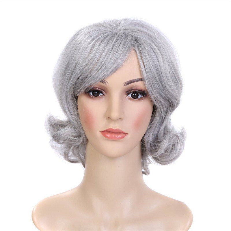

Middle-Aged and Old-Aged Hairstyles with Fluffy Wigs, Silver