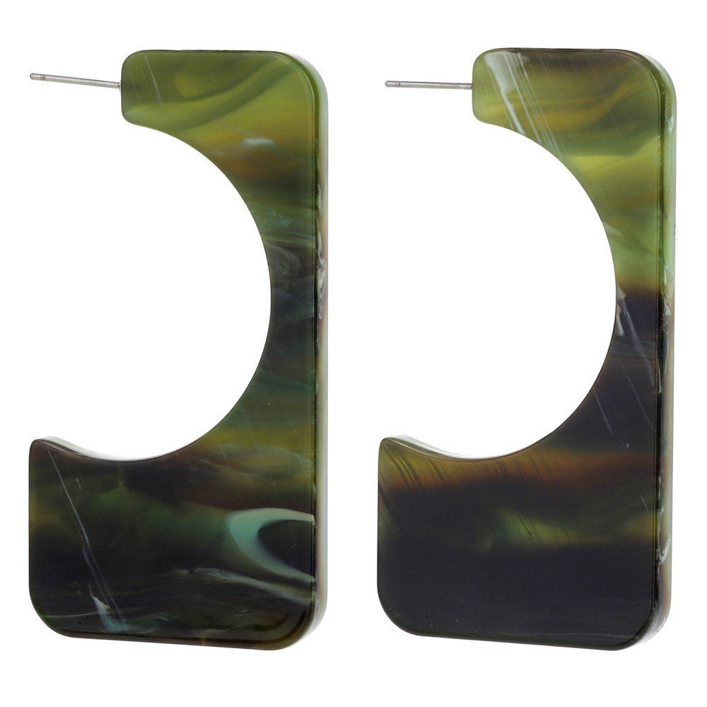 

Fashion Minimalist New Square Green Resin Vintage Acrylic Geometric Earrings, Army green