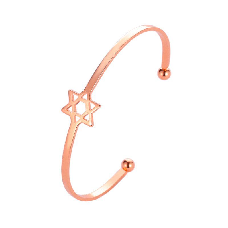 

Fashion Simple Star Adjustable Alloy Opening Bracelet, Rose gold