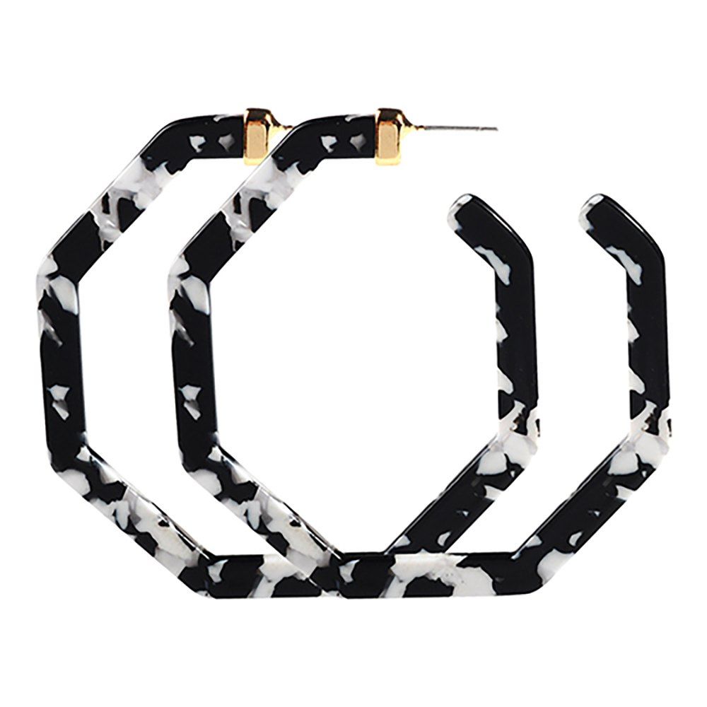 

Geometrically Shaped Acrylic Plate Leopard-Colored Earrings, Black