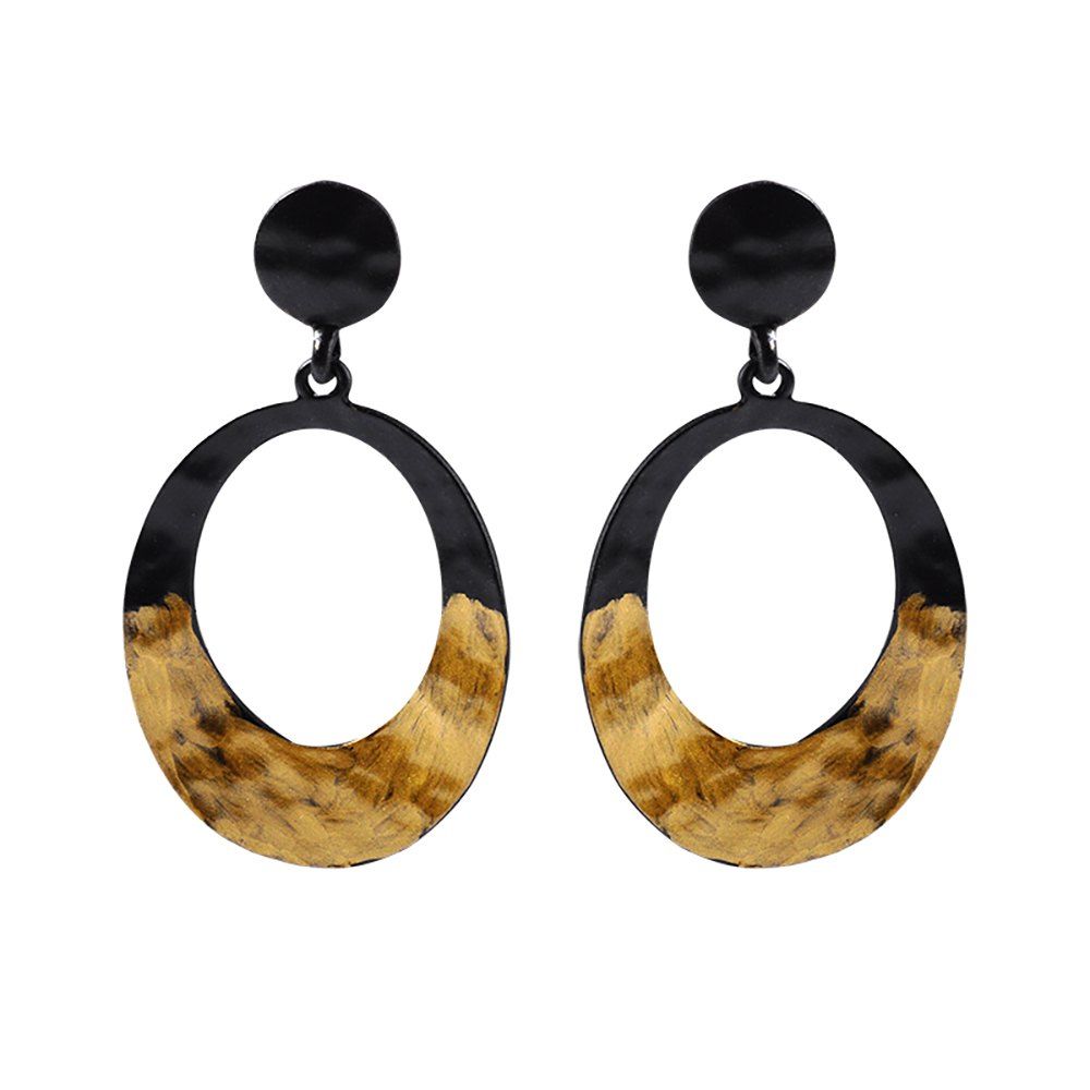 

Magnificent Geometric Irregular Alloy Elliptical Metal Vintage Earrings, Copper