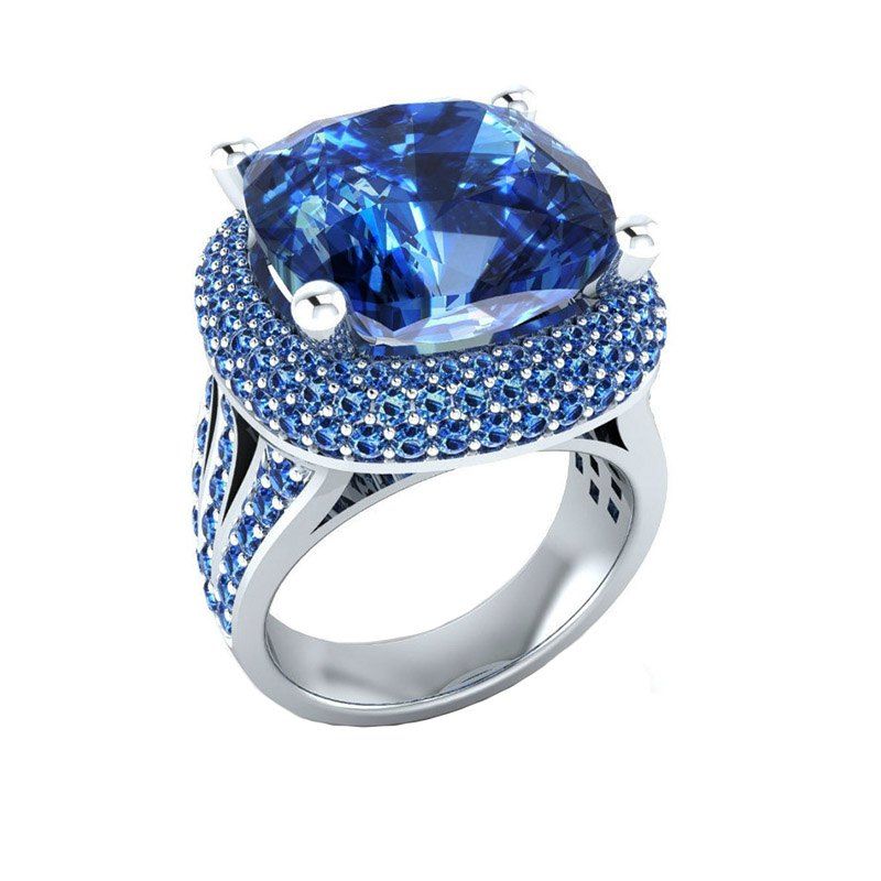

Creative Fashion Artificial Diamond Large Gem Crystal Zircon Ring, Silver