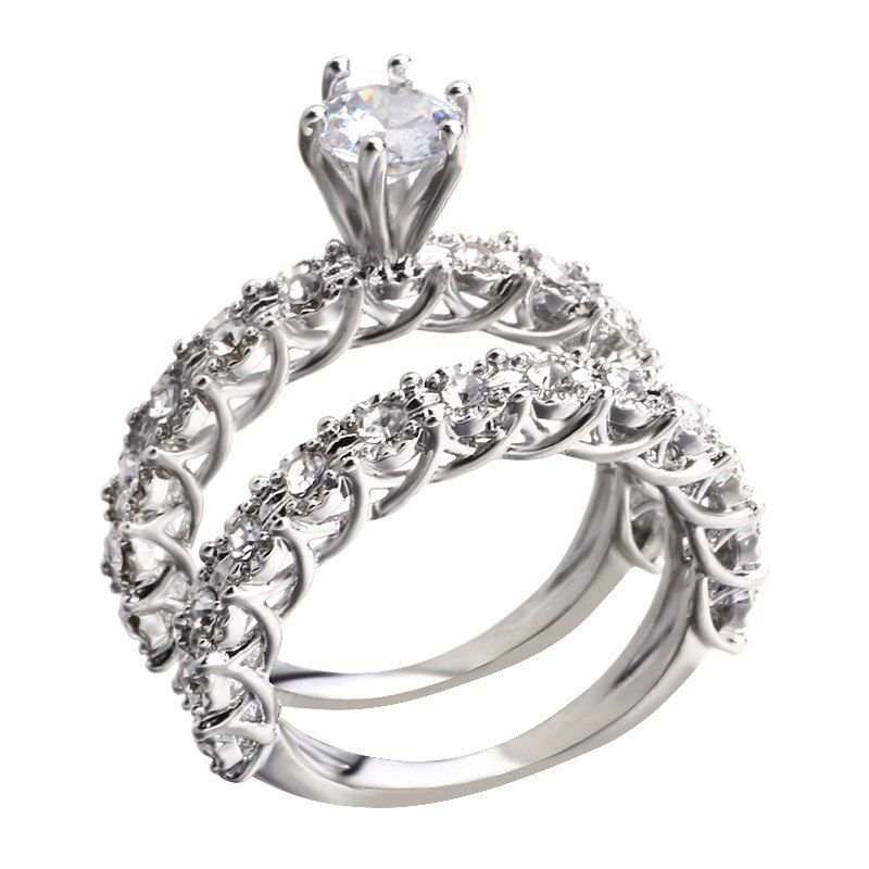

Creative Fashion Artificial Diamond Hollow Set Ring, Silver