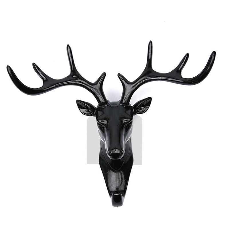 

Multifunctional Traceless Antler Hook American Stereo Deer Head Decorative Hook, Black;white