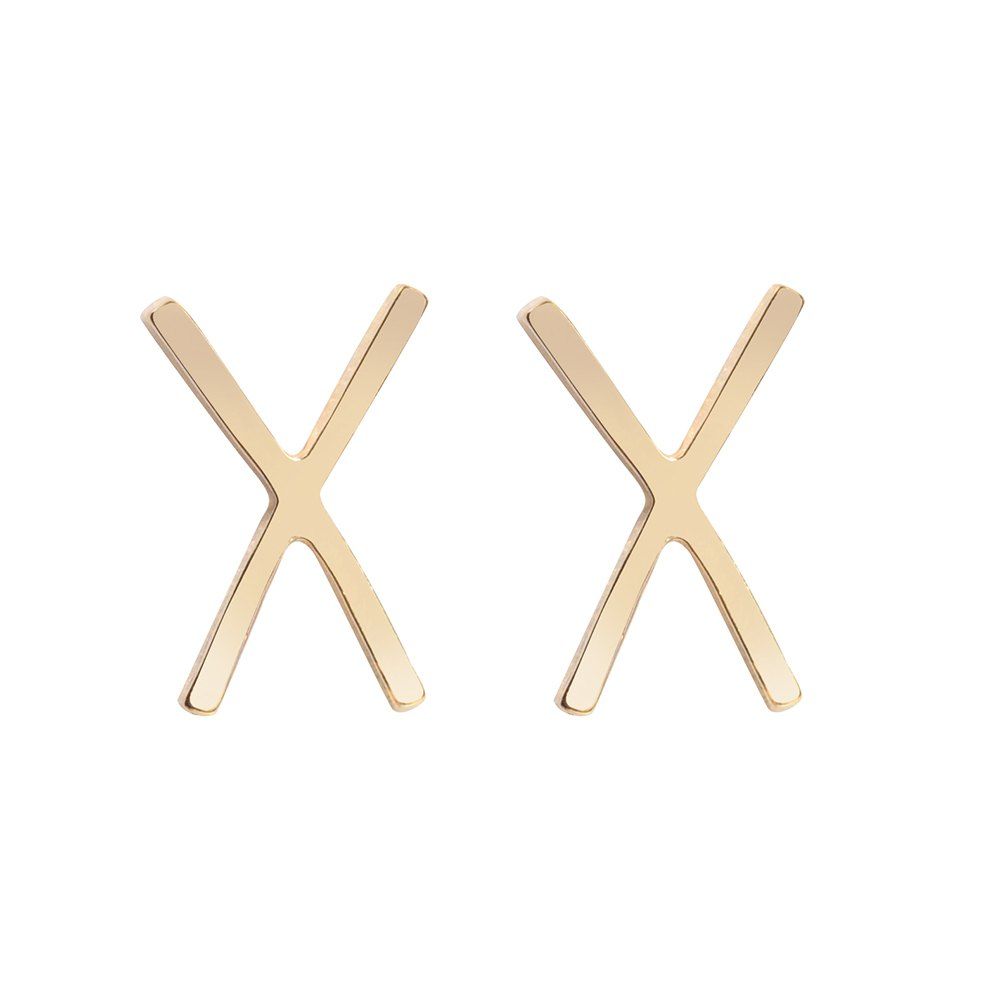 

Very Simple S925 Geometric Ear Nail X-Shaped Female Allergy Earrings, Gold