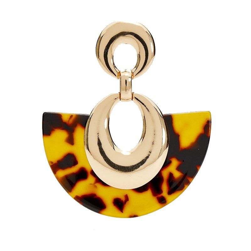 

Fashion Fan-Shaped Splice Acetate Sheet Alloy Earrings, Leopard