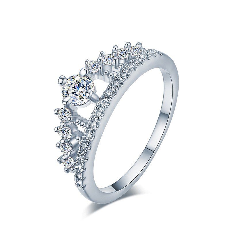 

Princess Crown Zircon Engagement Rings for Women Girls, Silver