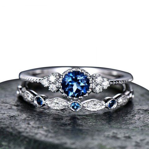 

Creative Minimalist Micro Inlaid Sapphire Zircon Set Ring, Silver