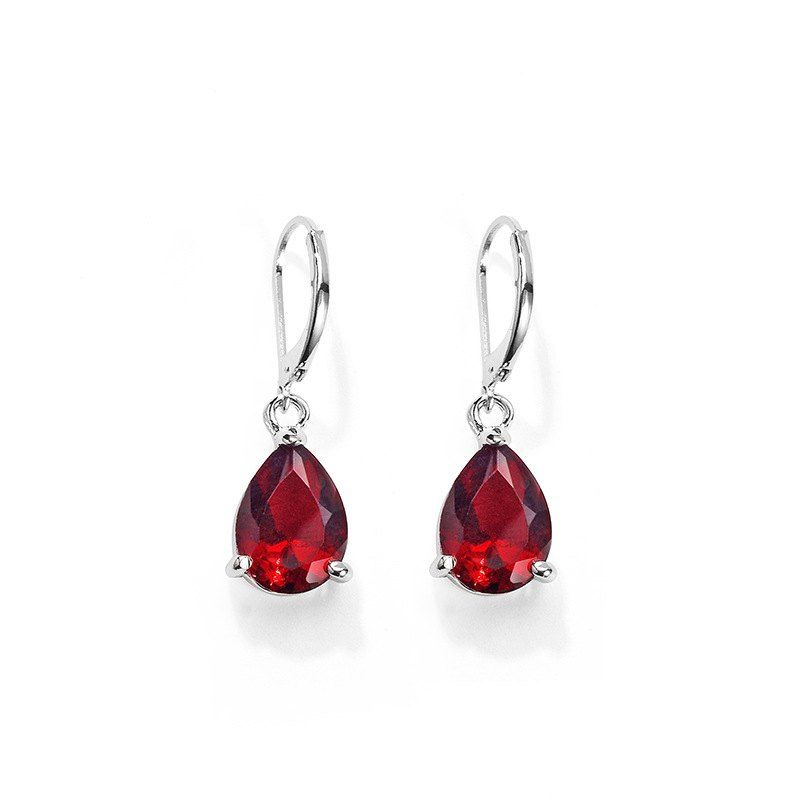 

Fashion Creative Water Drop Zircon Pendant Earrings, Ruby red