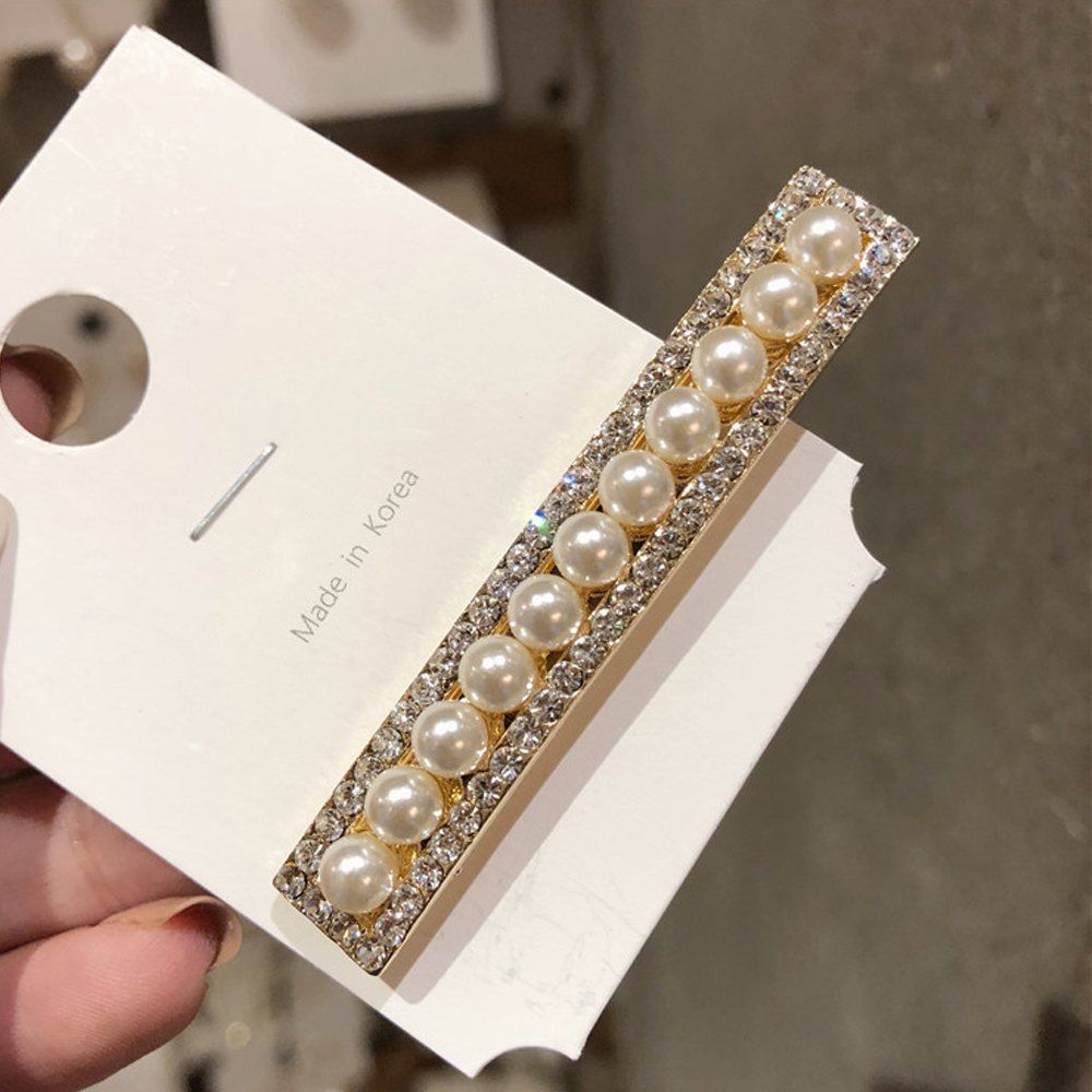 

1PC Women's Hair Clip Exquisite Simulation Pearl Decor Hair Accessory, Golden brown