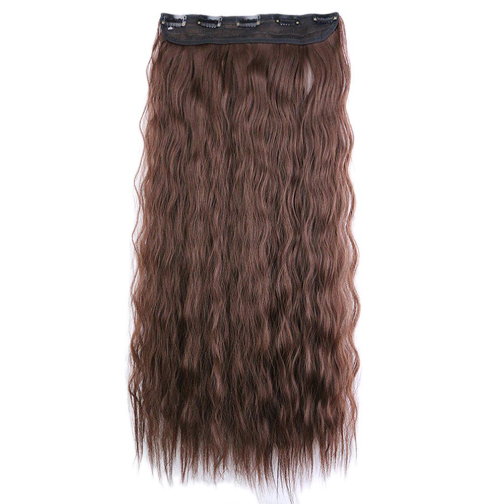 

Fashion Women Natural Long Corn Curly Elegant Hair Extension, Deep coffee