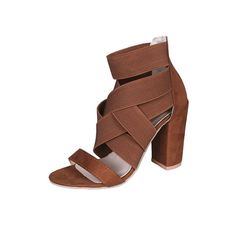 

Thick Fish Mouth Hollow Sexy Female Sandals, Brown