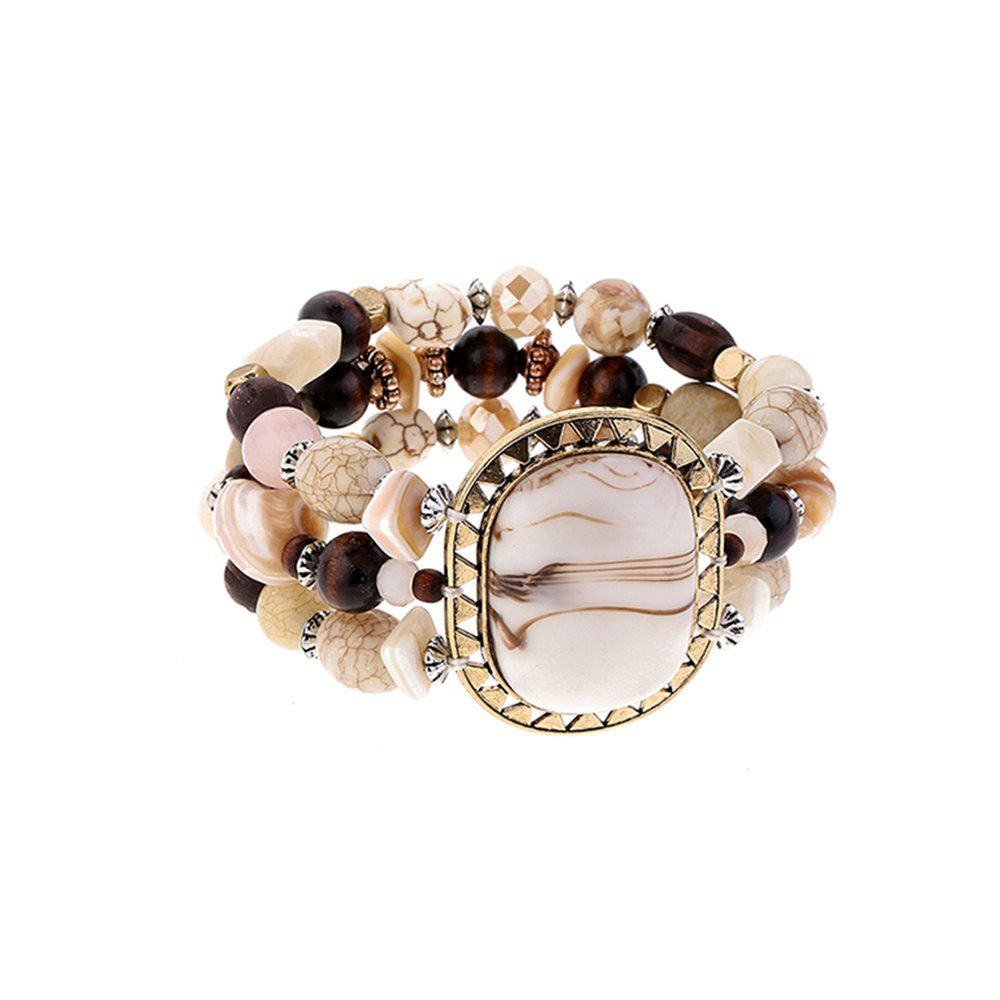 

Pine Stone Shell Resin Bracelet Wood, Multi