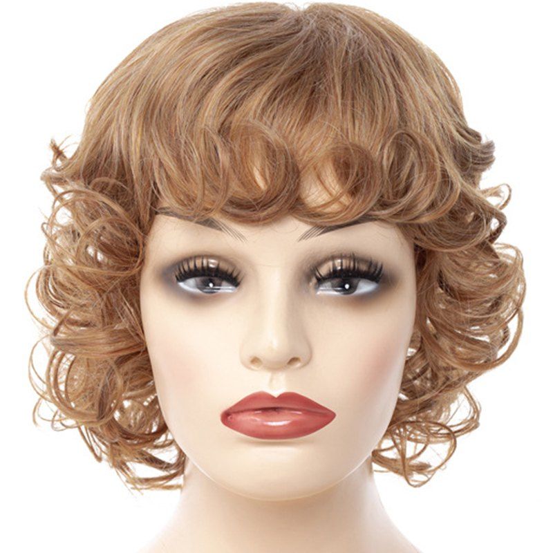 

Fashionable Coiling fringe Big Curl Short Wig, Puce