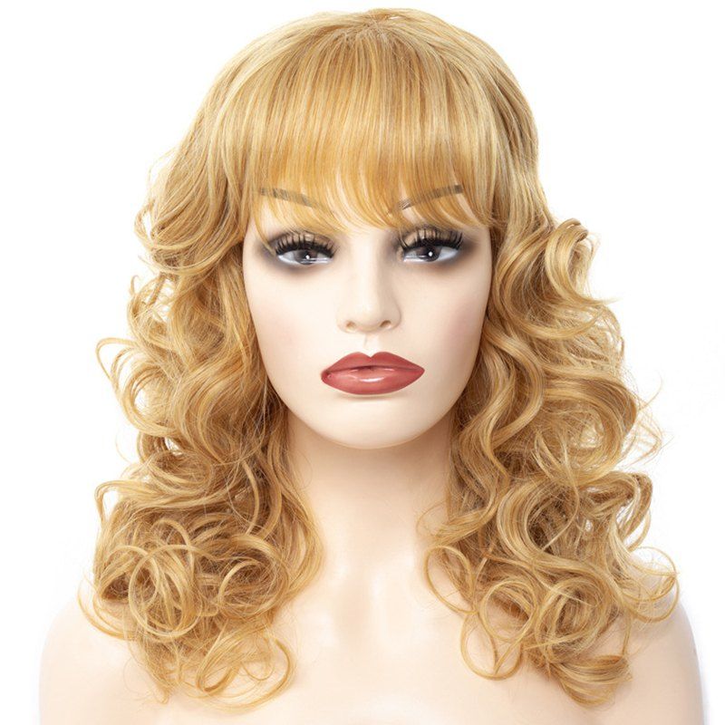 

Partial Distribution Type Neat Fringe Big Curl Long Wig, Gold