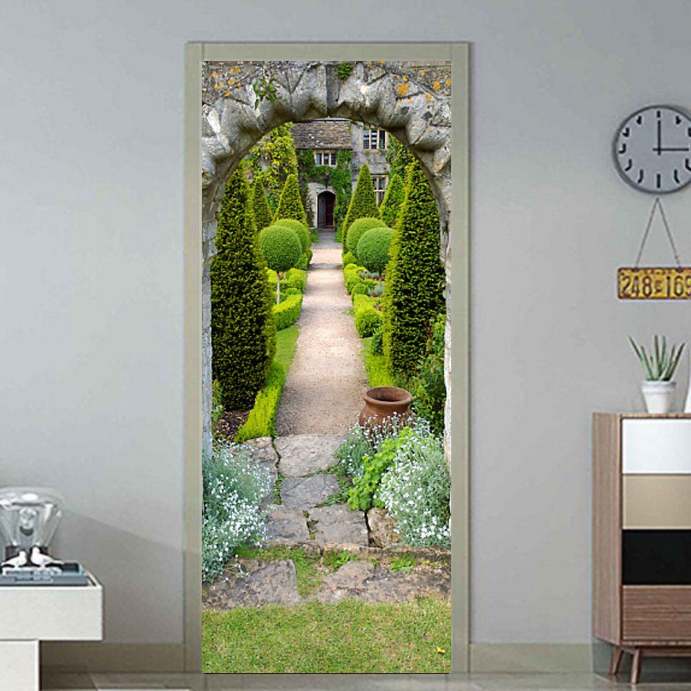 

3D Door Sticker Wall Sticker Mural Home Decor Garden 2pcs, Multi