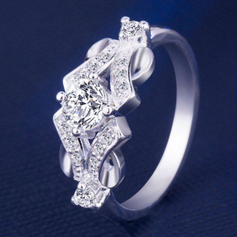 

Fashion Silver Plated Elegant Crystal Gemstone Wedding Ring Women