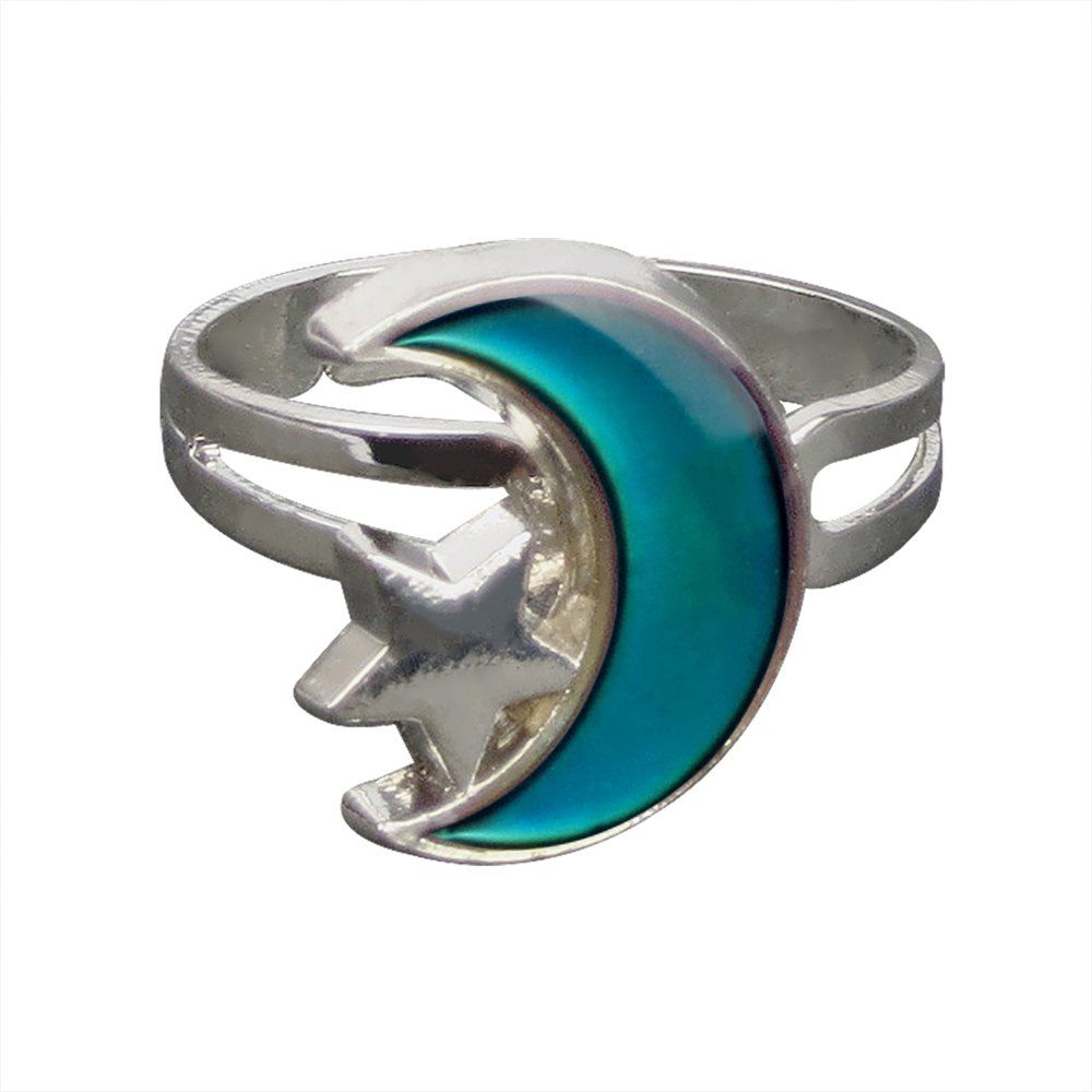 

Moon Temperature Change Color Mood Ring Adjustment Size 1PC, Multi