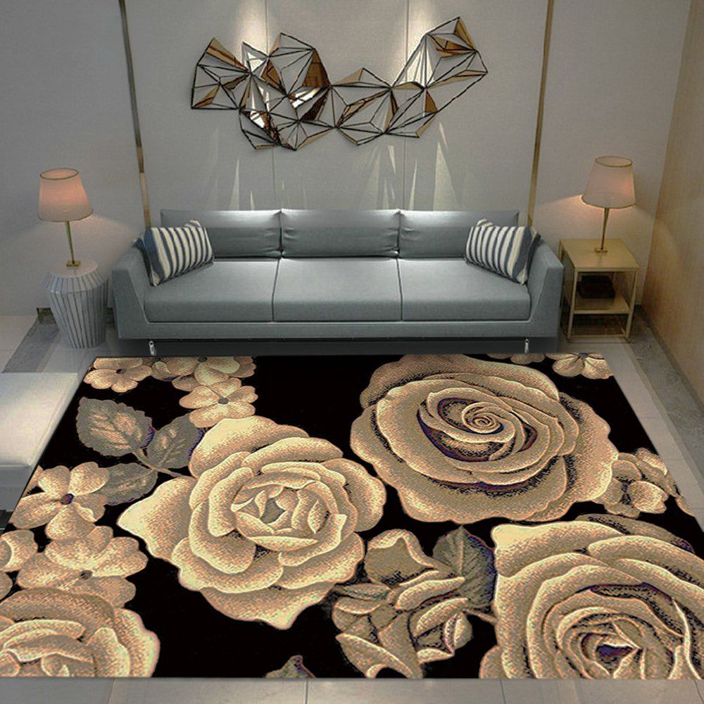 

Black Print Exquisite Living Room Bedroom Super Soft Carpet