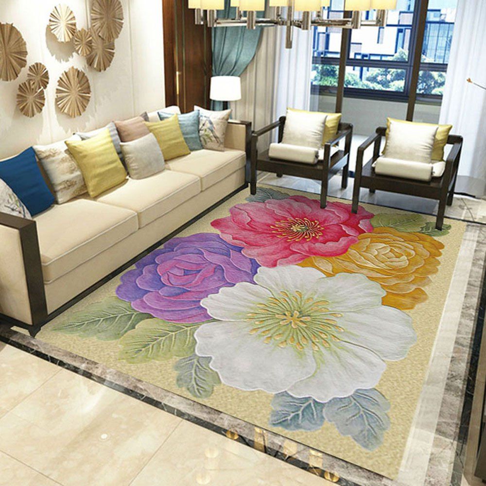 

3D Yellow Print Exquisite Soft Carpet for Living Room and Bedroom, Sand