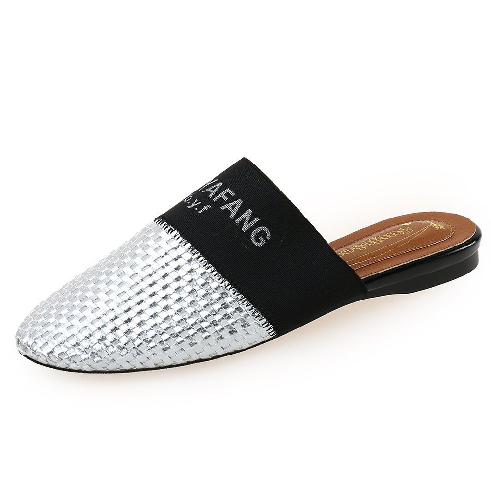 

BAOYAFANG Woven Women'S Shoes Round Head Flat Shoes, Silver