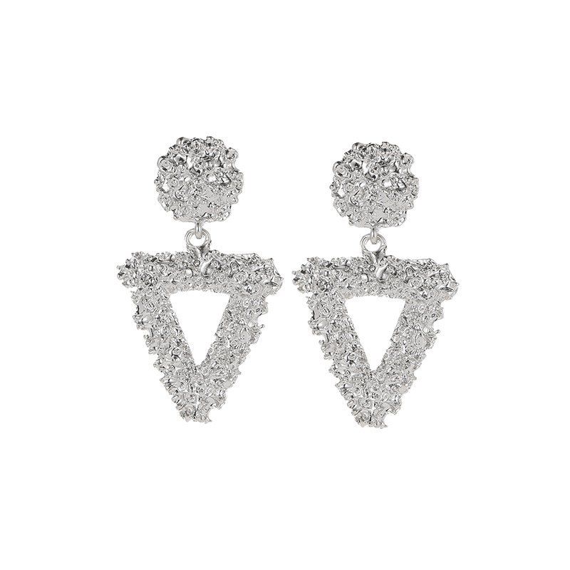 

Fashion Exaggerated Geometric Triangular Pendant Earrings, Silver