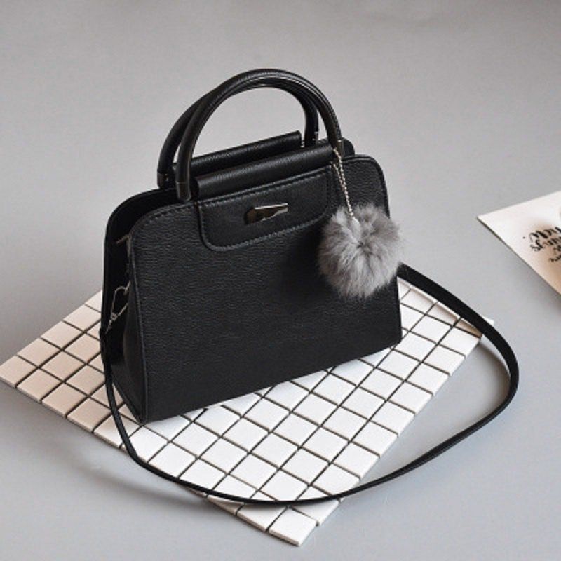 

New Fashion Frosted Wool Ball Bag Portable Messenger Bag, Graphite black
