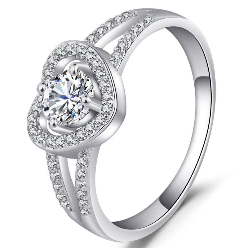 

Fine Jewelry Creation Diamond Silver Plated White Gold Fashion Ladies Ring