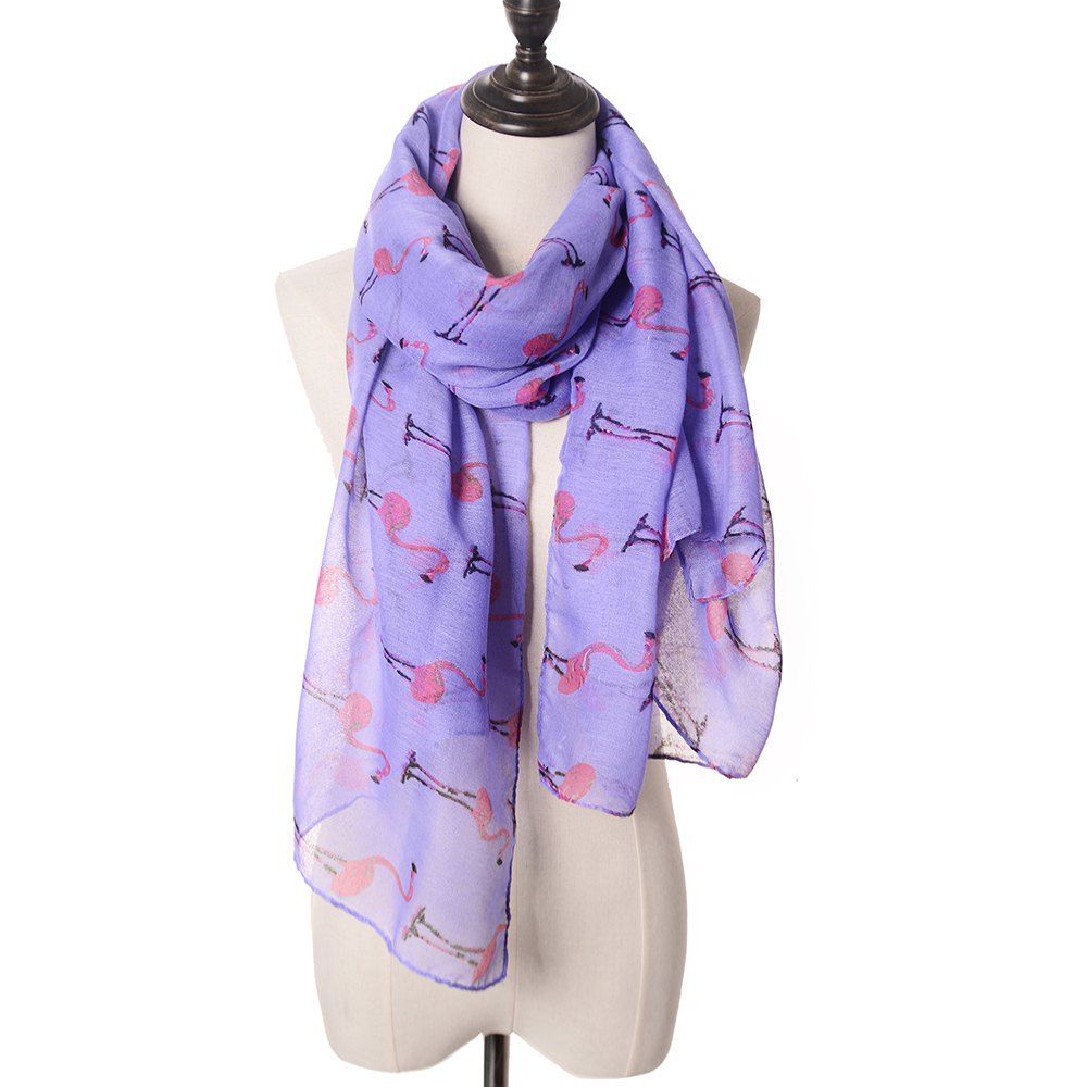 

Bali Yarn Silk Scarf with Flamingo Pink Print, OP13, Purple