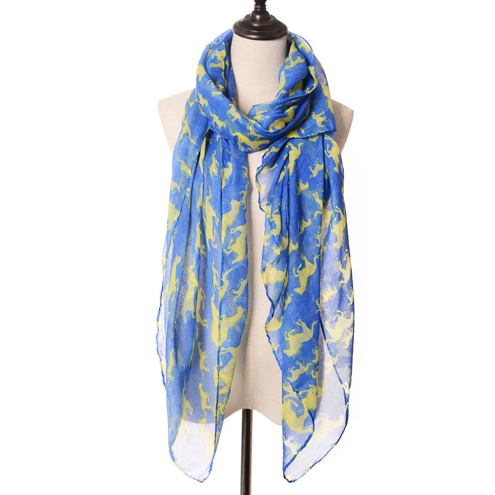 

Bali Yarn New Print Silk Scarf Bronco Running, OP10, Ocean blue