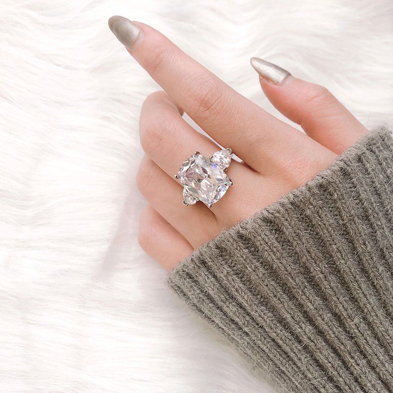 

Silver Natural Gemstone White Wedding Birthstone Bridal Engagement Ring