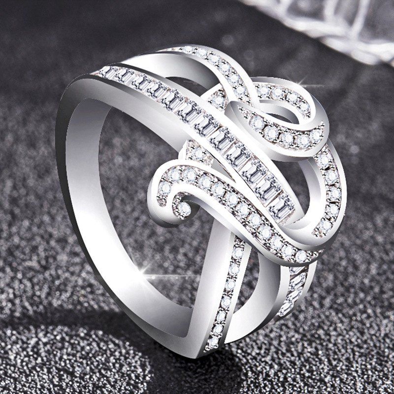 

Silver Natural Gemstone White Wedding Christmas Stone Square Heart Ring