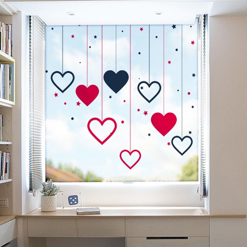 

Creative Love Movable PVC Window Film Wall Sticker Matte, Multi