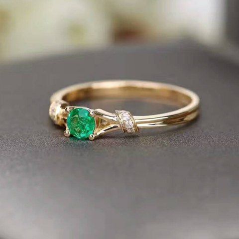 

Fashion Delicate Ladies 14K Gold-Plated Green Wedding Ring, Clover green