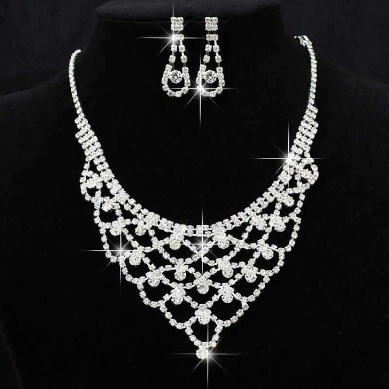 

Bridal Jewelry Set Necklace Earrings Two-Piece, #019