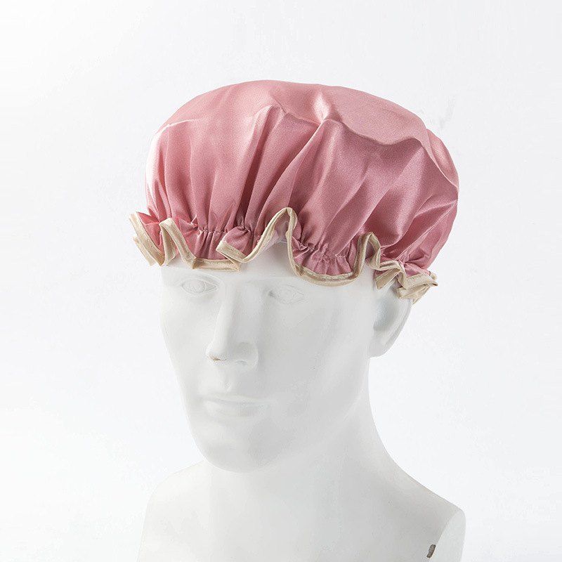 

Waterproof Lace Double Thickening Shower Cap, Rose gold