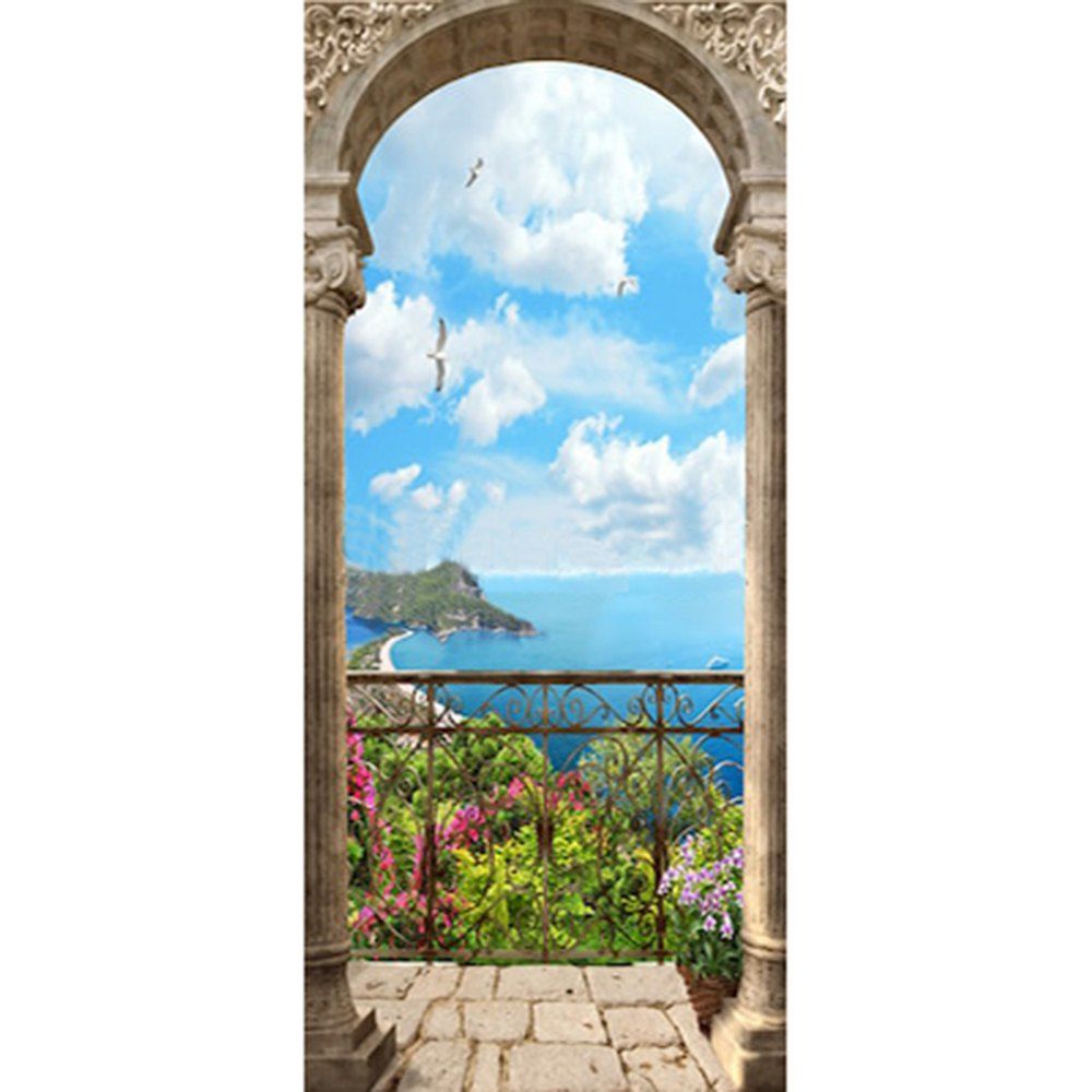 

3D Door Sticker Wall Sticker Mural Home Decor Garden Pilar 2pcs, Multi