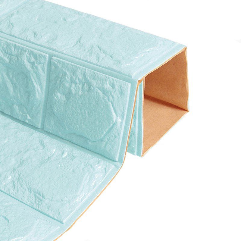 

DIY PE Foam 3D Fashion Brick Self-adhesive Wall Sticker Baseboard Decor, Robin egg blue